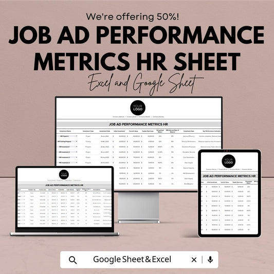 Performance Metrics HR Sheet | Excel and Google Sheet | KPI Tracker | Dashboard Template | Employee Ad ROI Analysis