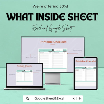 Printable Checklist Template | Task Tracker | Daily Planner | Google Sheets & Excel | To-Do List Organizer | Productivity Tracker |