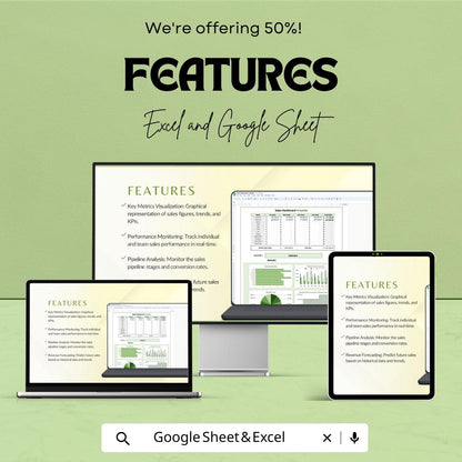 Sales Dashboard Template | KPI Dashboard | Monthly Sales Report Template | Sales Performance Metrics Spreadsheet