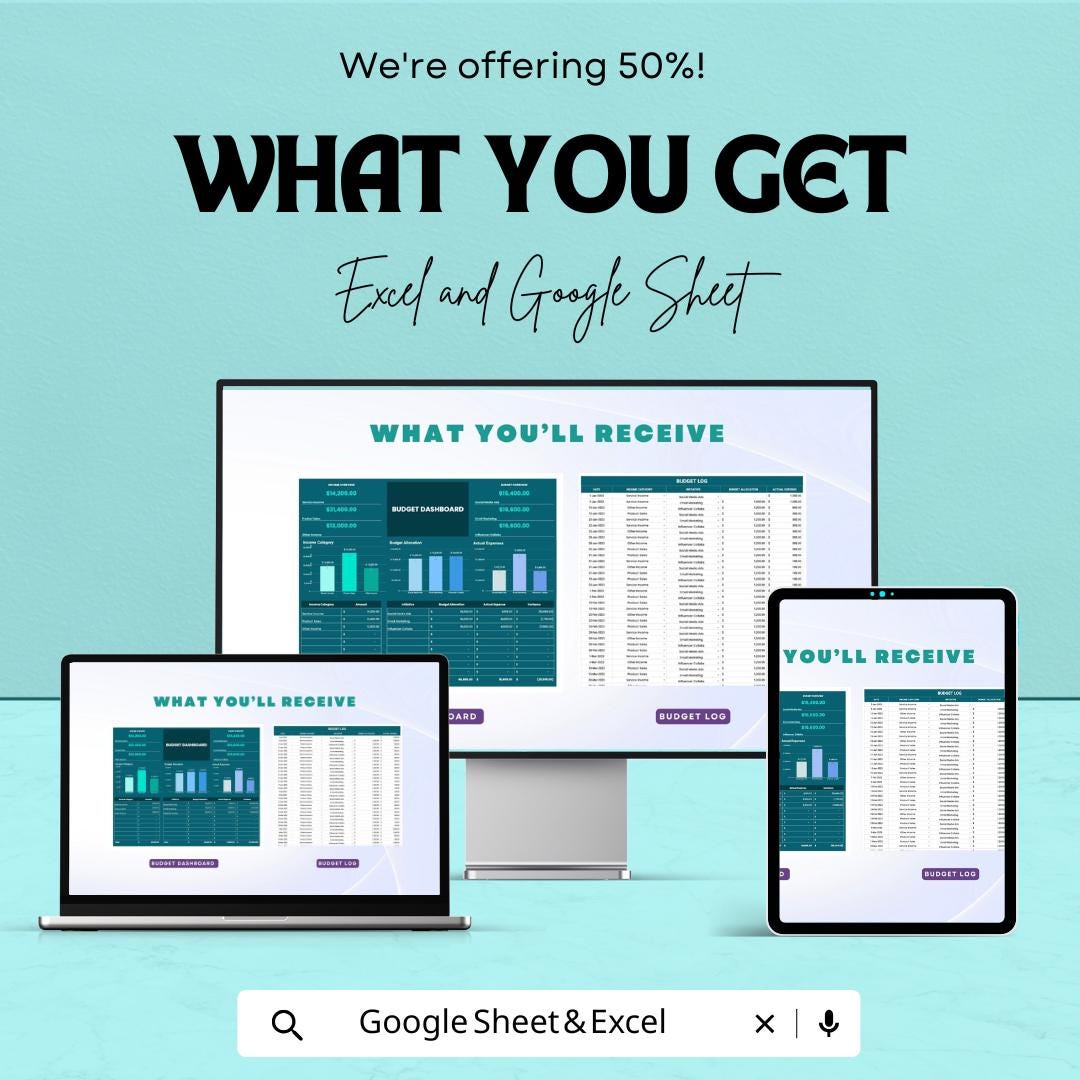 Budget Dashboard Sheet | Excel and Google Sheet Template | Financial Tracker | Budget Allocation & Expense Monitoring Tool