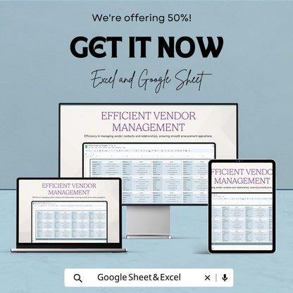 Vendor Contact List Template | Supplier Database Spreadsheet | Vendor Management Tracker | Excel & Google Sheets | Business Contact