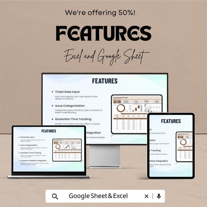 Post-Sale Support Ticket Analysis Template | Customer Service Report Dashboard | Business Performance Tracker | Data Analytics Sheet