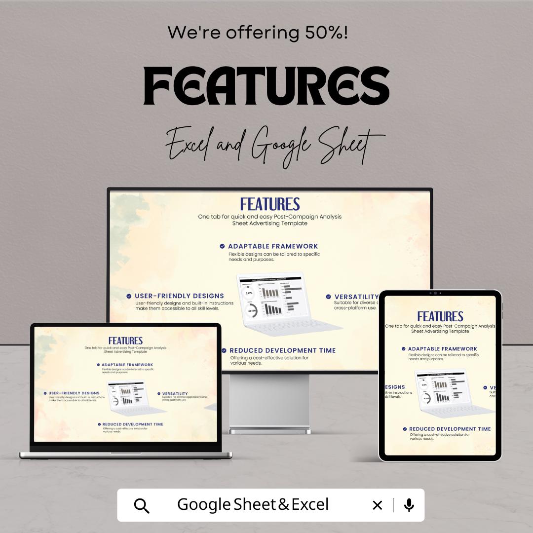 Post-Campaign Analysis Sheet Advertising Template | Marketing Campaign Report | Dashboard Analytics Spreadsheet | Excel & Google Sheets |