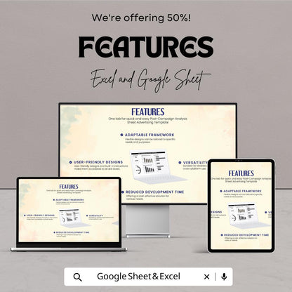 Post-Campaign Analysis Sheet Advertising Template | Marketing Campaign Report | Dashboard Analytics Spreadsheet | Excel & Google Sheets |