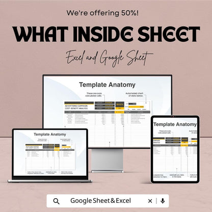 Advertising Campaign Cost-Benefit Analysis Sheet Template | Excel & Google Sheets ROI Calculator | Marketing Budget Spreadsheet