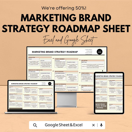 Marketing Brand Strategy Roadmap Sheet | Excel & Google Sheets Template for Business Planning | Strategic Marketing Planner |