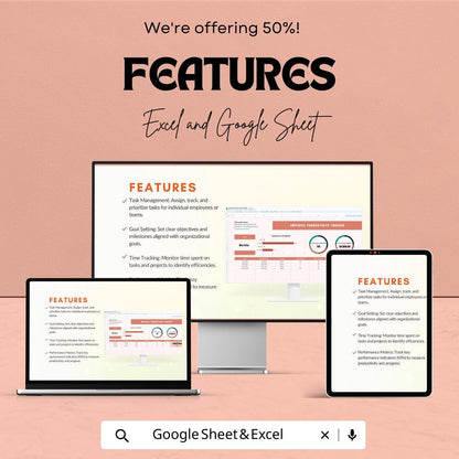 Employee Productivity Tracker Template, Excel & Google Sheets, Staff Performance Dashboard, Task KPI Tracker, Team Productivity Spreadsheet