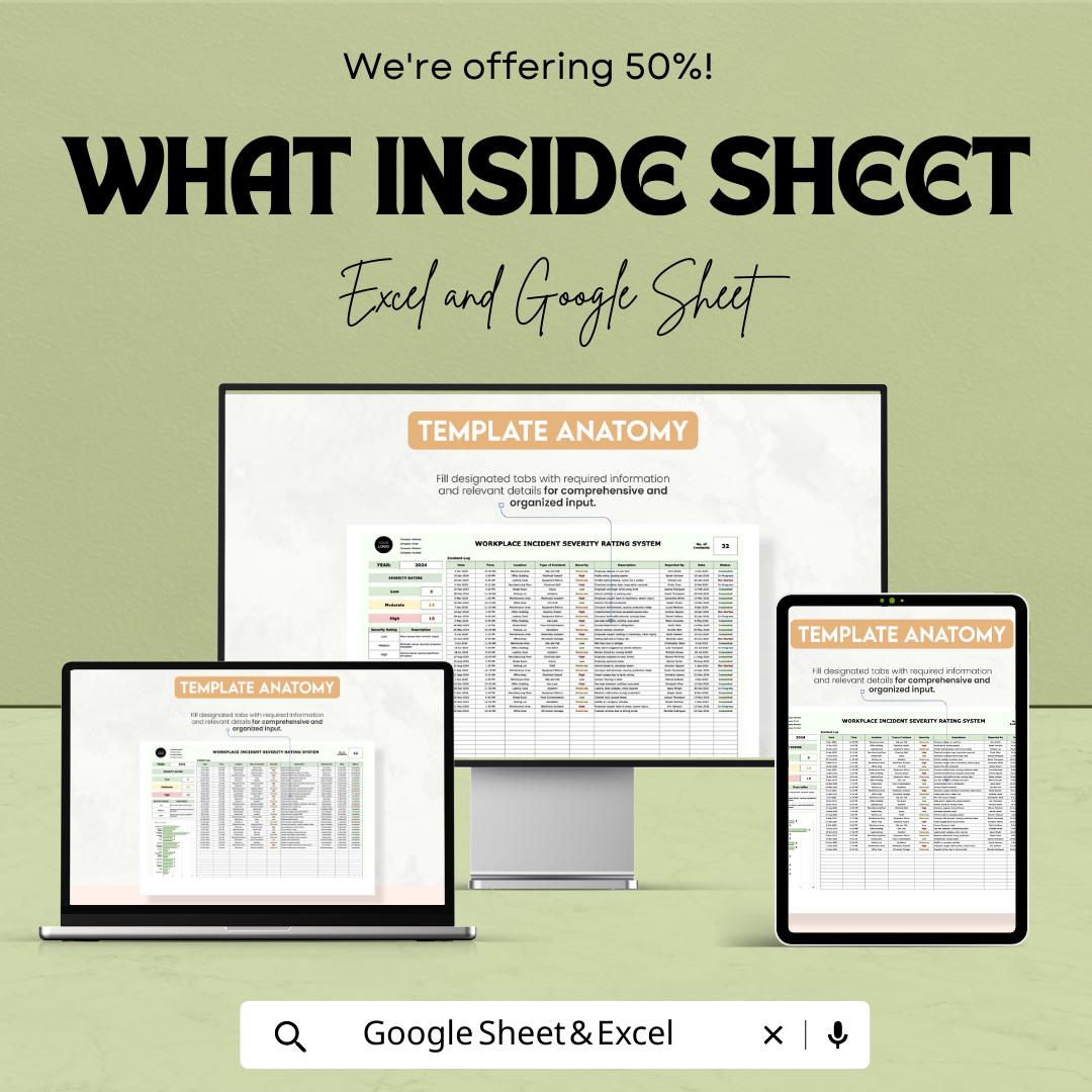 Workplace Incident Severity Rating System Template | Safety Incident Tracker | Risk Assessment Spreadsheet | Incident Log