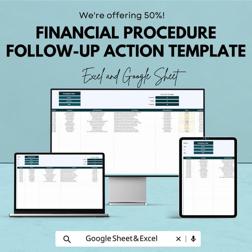 Financial Procedure Follow-Up Action Template | Compliance Action Tracker | Audit Follow Up Log | Excel & Google Sheets