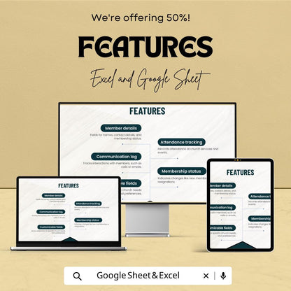 Church Membership Record Log Template | Church Member Tracker Spreadsheet | Excel & Google Sheets Template | Ministry Management