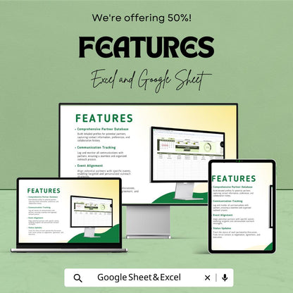 Marketing Event Partnership Outreach Tracker Template | Event Partner Outreach Log |  Partnership Management Template
