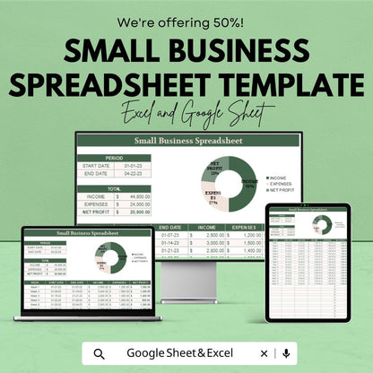 Small Business Spreadsheet Template | Business Finance Tracker | Profit and Expense Log | Small Biz Budget Sheet
