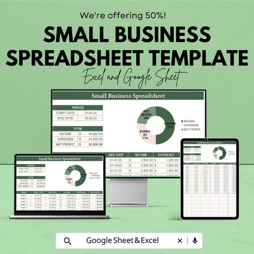 Small Business Spreadsheet Template | Business Finance Tracker | Profit and Expense Log | Small Biz Budget Sheet
