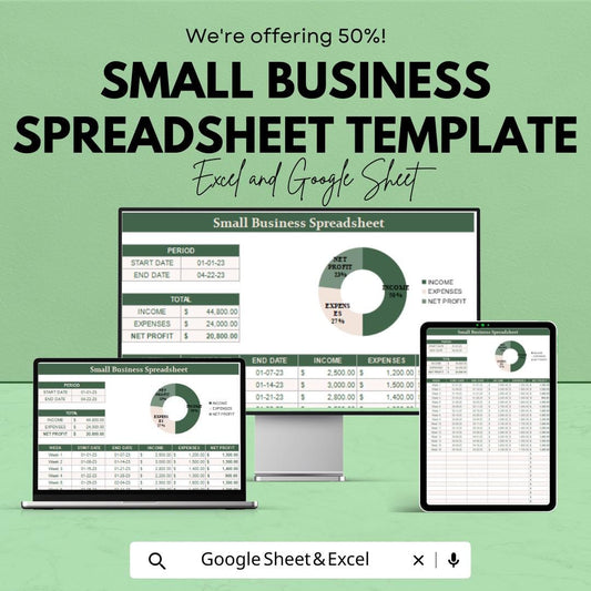 Small Business Spreadsheet Template | Business Finance Tracker | Profit and Expense Log | Small Biz Budget Sheet