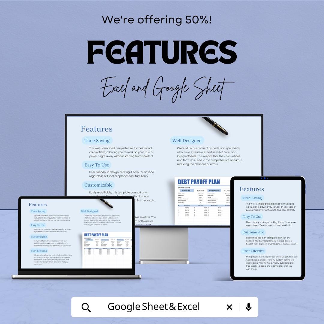 Debt Payoff Plan Template | Excel & Google Sheets Debt Tracker | Debt Snowball Spreadsheet | Loan Payment Planner | Personal Finance Tool