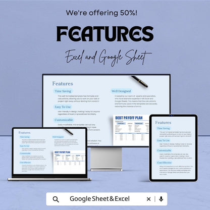 Debt Payoff Plan Template | Excel & Google Sheets Debt Tracker | Debt Snowball Spreadsheet | Loan Payment Planner | Personal Finance Tool