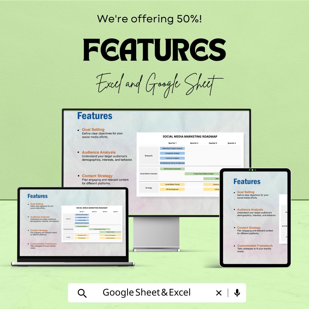Social Media Marketing Roadmap | Excel & Sheets