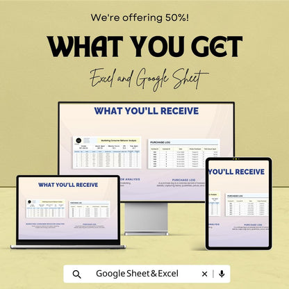 Marketing Consumer Behavior Analysis Template | Excel and Google Sheets | Customer Insights & Marketing Analytics Spreadsheet