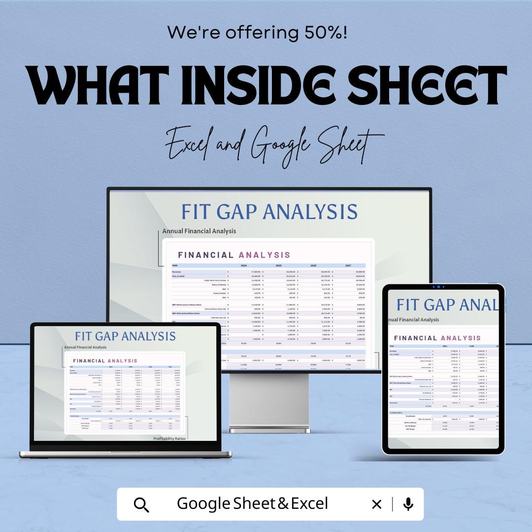 Financial Analysis Sheet for Excel and Google Sheets | Budgeting, Forecasting & Financial Planning Tool | Editable and User-Friendly