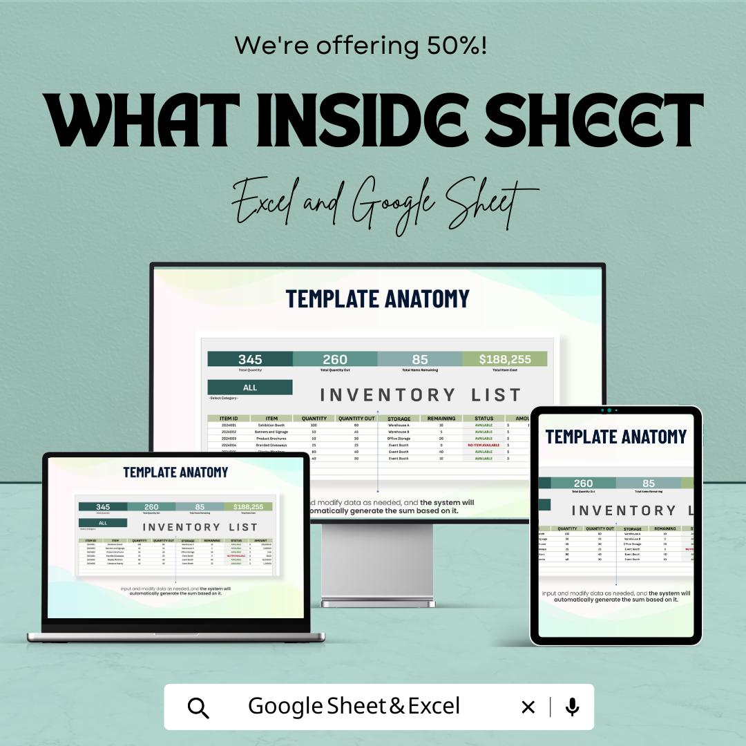Sales Trade Show Inventory List Template  | Event Inventory Tracker | Booth Inventory Spreadsheet | Trade Show Stock List