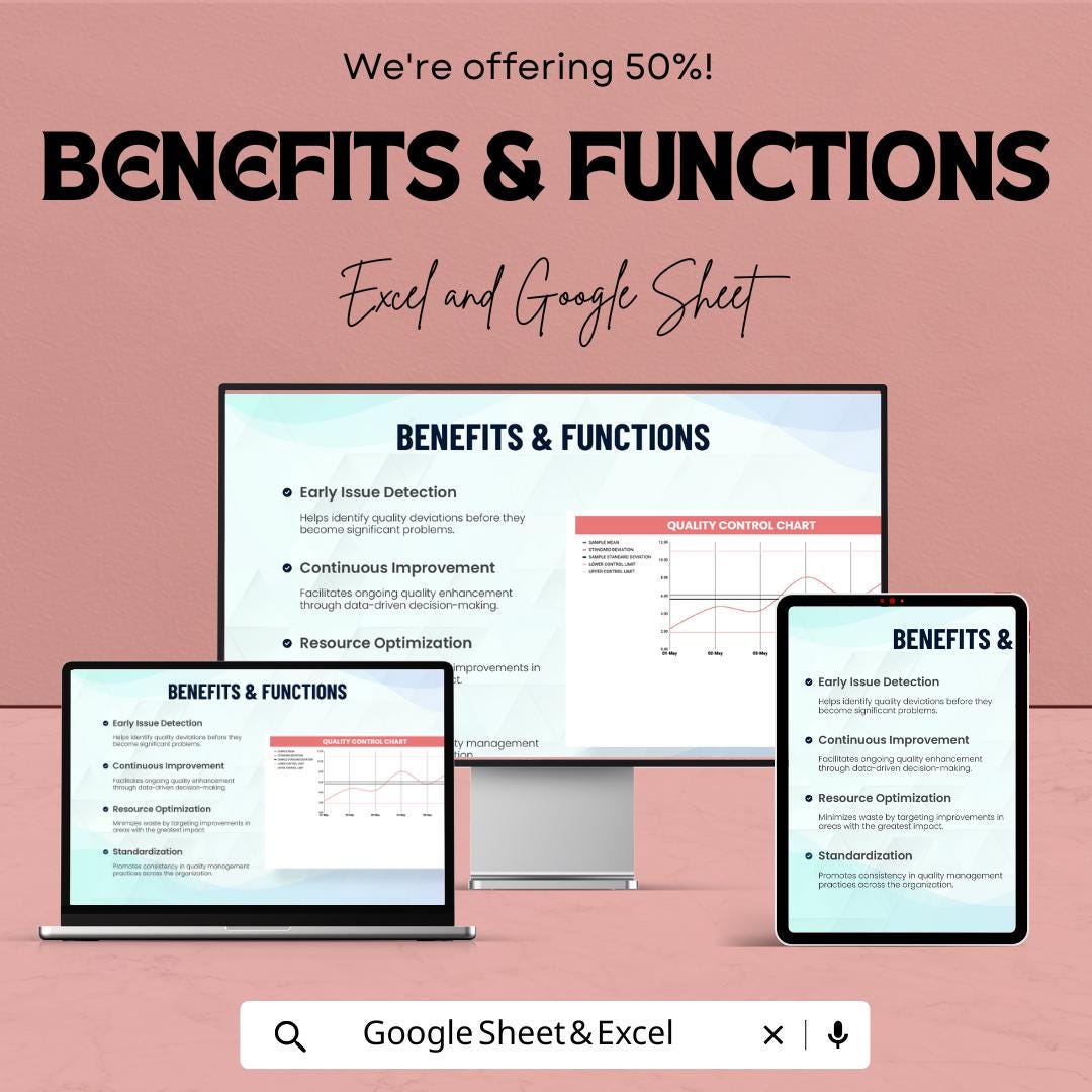 Quality Control Chart Template | Excel & Google Sheets | SPC Data Tracker | Statistical Process Control Sheet | Instant Download