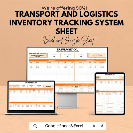 Transport and Logistics Inventory Tracking System | Google Sheets Template for Stock Management | Fleet Tracking & Logistics Company |