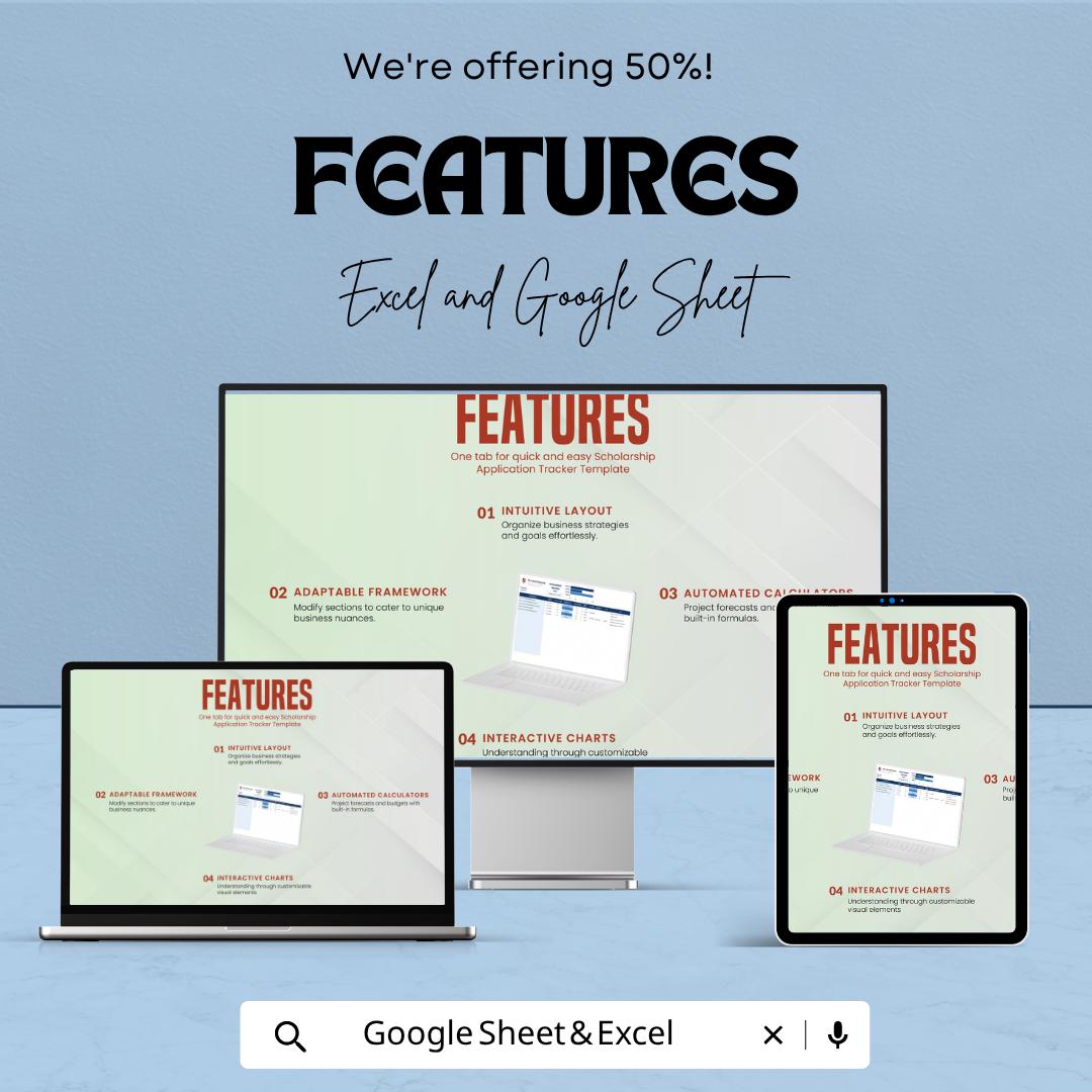 Scholarship Application Tracker Template for Excel & Google Sheets | Scholarship Planner Spreadsheet | Scholarship Deadline Tracker |