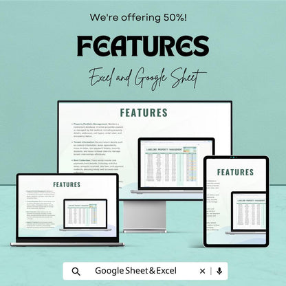 Landlord Property Management Template Excel Google Sheets | Rental Property Tracker | Tenant Management Spreadsheet | Rent Tracker |
