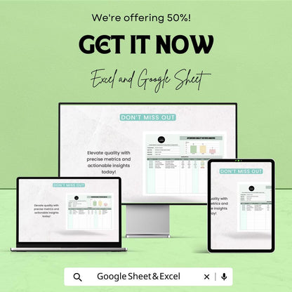 Operations Quality Metrics Analysis Sheet | Google Sheets | KPI Tracking | Quality Control Dashboard | Business Operations Management