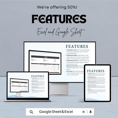 Invoice Example Sheet - Customizable Excel & Google Sheets Template for Billing, Easy to Edit, Professional Invoice Format