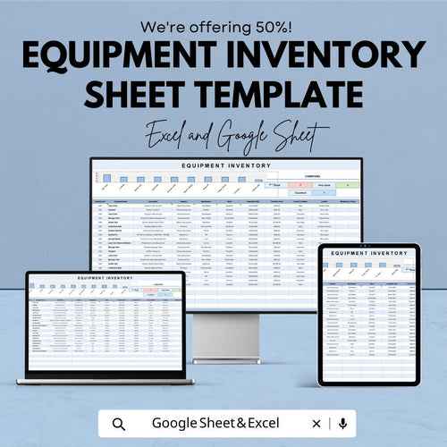 Equipment Inventory Sheet Template | Asset Tracking Spreadsheet | Equipment Management | Small Business Inventory Tracker