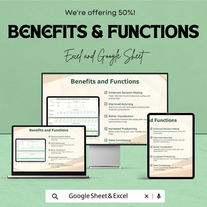 Finance Mergers & Acquisitions Asset Valuation Analysis Template | M and A Valuation Model | Excel and Google Sheets Financial Analysis Tool