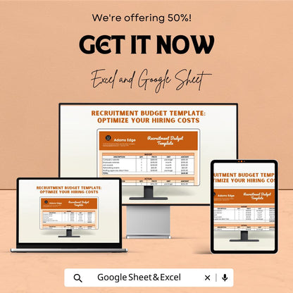 Recruitment Budget Sheet | Excel & Google Sheets Template for Recruitment Costs Management