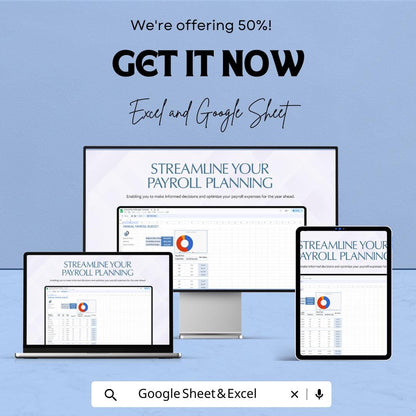 Annual Payroll Budget Template | Excel & Google Sheets | Employee Salary Planner | Payroll Expense Tracker | Business Budget Spreadsheet
