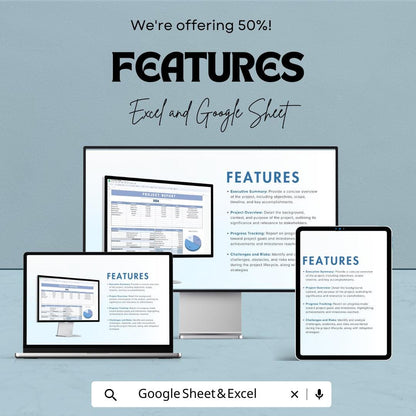 Project Report Format Template | Google Sheets & Excel | Business Report Dashboard | Project Summary Tracker | Instant Download