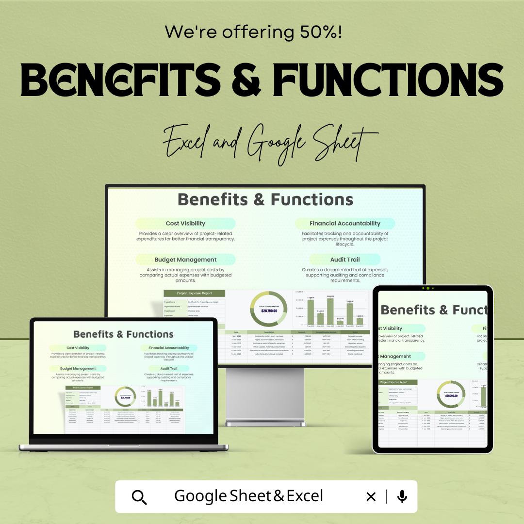 Project Expense Report Sheet | Excel & Google Sheets Template | Budget Tracker | Expense Log | Financial Report Sheet | Instant Download