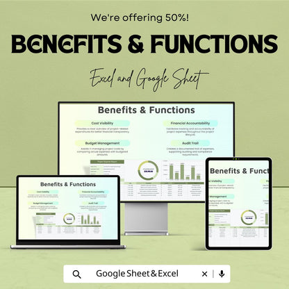 Project Expense Report Sheet | Excel & Google Sheets Template | Budget Tracker | Expense Log | Financial Report Sheet | Instant Download
