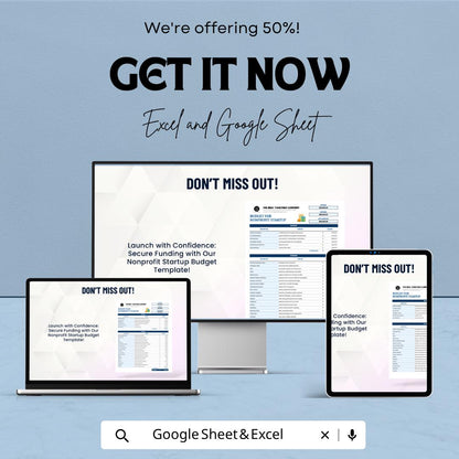 Nonprofit Budget Template | Startup Budget Planner | Charity Budget Spreadsheet | Grant Tracker | Nonprofit Financial Plan