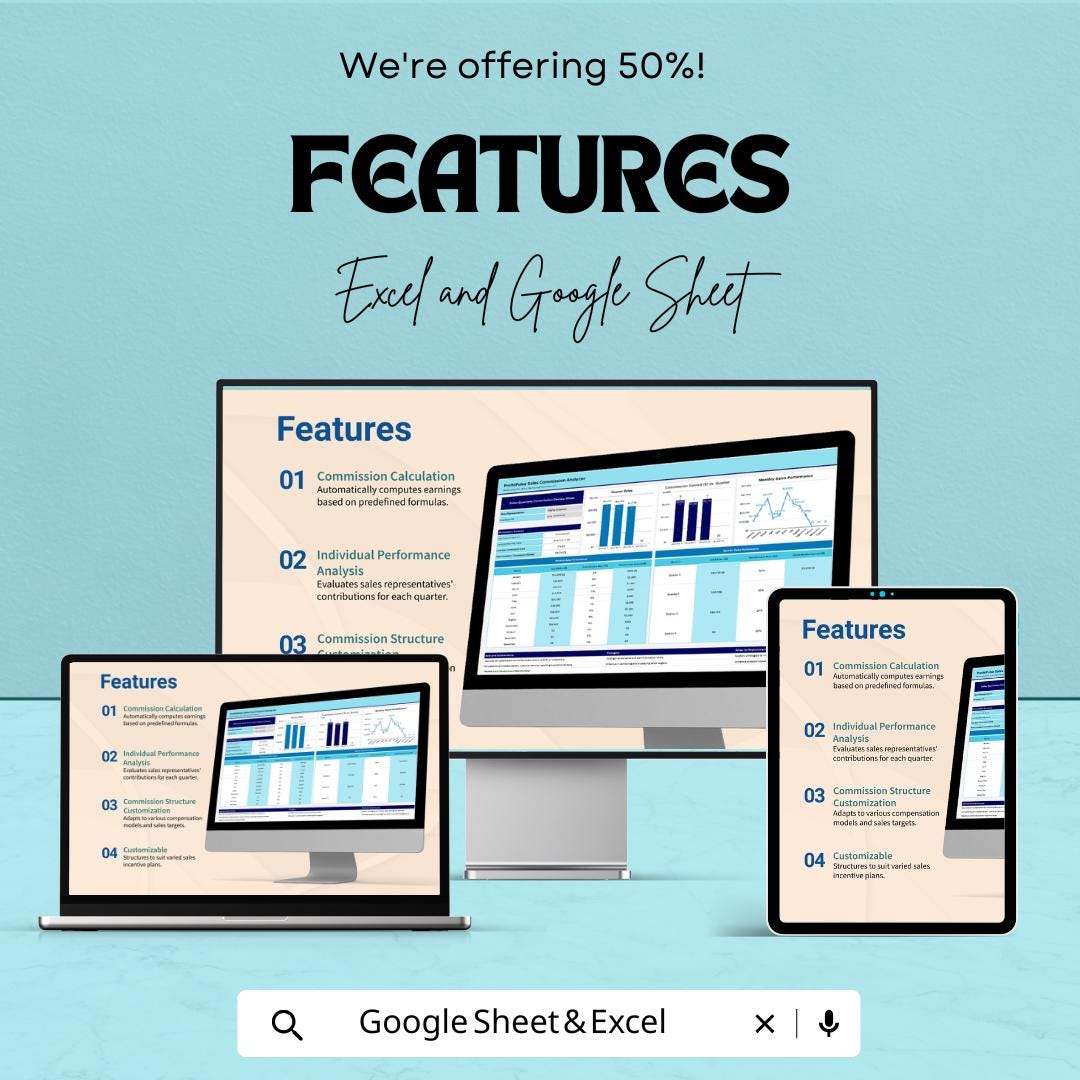 Sales Quarterly Commission Review Sheet Template | Commission Tracker Google Sheets | Sales Performance Dashboard | Incentive Calculator |