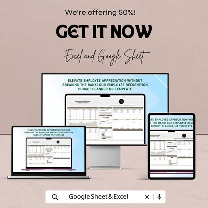 Employee Recognition Budget Planner HR Template - Google Sheets, Track Recognition Expenses, Budget Allocation, Employee Appreciation