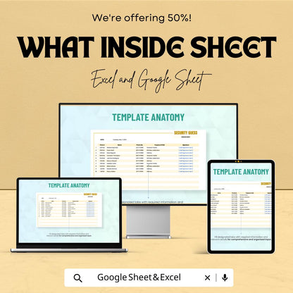 Security Guest Sign-in Sheet | Google Sheets Template | Track Visitor Details | Sign-In Log for Premises Security | Event Guest Management