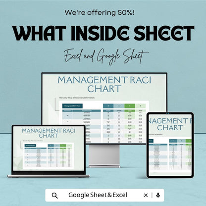 RACI Chart Template | Responsibility Assignment Matrix | Team Roles Tracker | Project Management Tool | Task Responsibility Sheet