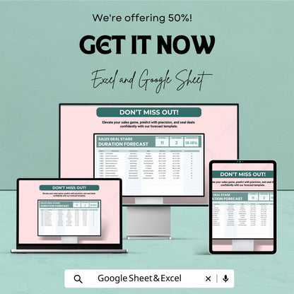 Sales Deal Stage Duration Forecast Template | Excel & Google Sheets | Sales Pipeline Timing Tracker | Deal Duration Calculator