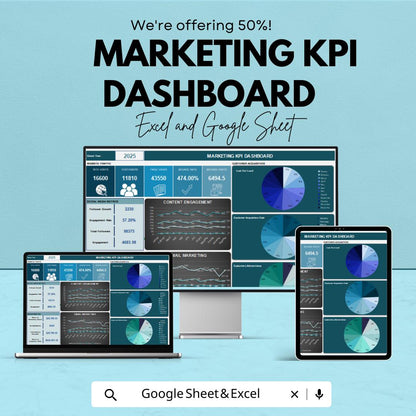 Marketing KPI Dashboard Template |Tracking and Analyzing Marketing Metrics | Real-Time Insights & Customizable KPIs