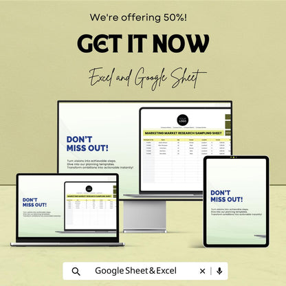 Marketing Market Research Sampling Sheet Template | Data Collection Template | Market Research Tracker | Participant Sampling Form