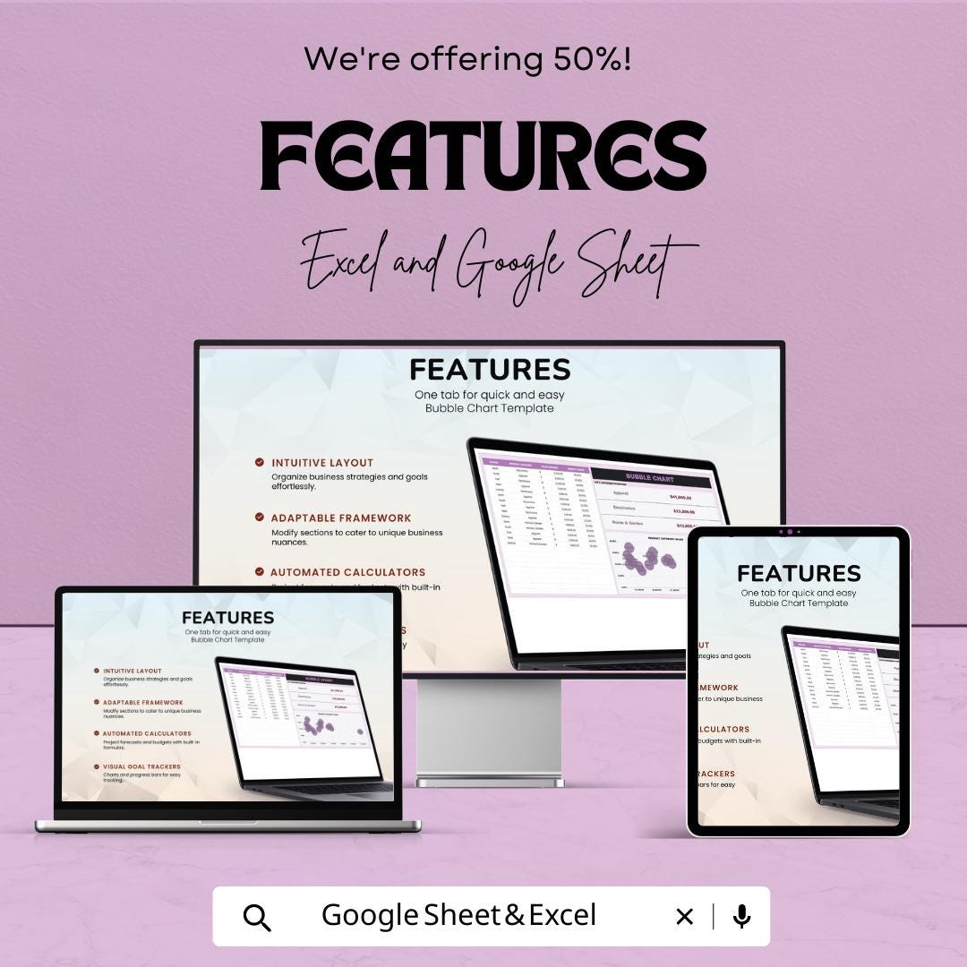 Bubble Chart Template Excel & Google Sheets | Data Visualization Spreadsheet | Market Analysis Dashboard | Business Analytics Chart
