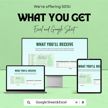 Sales Proposal Conversion Rate Dashboard | Excel & Google Sheet | Sales Analytics | Conversion Tracking Template