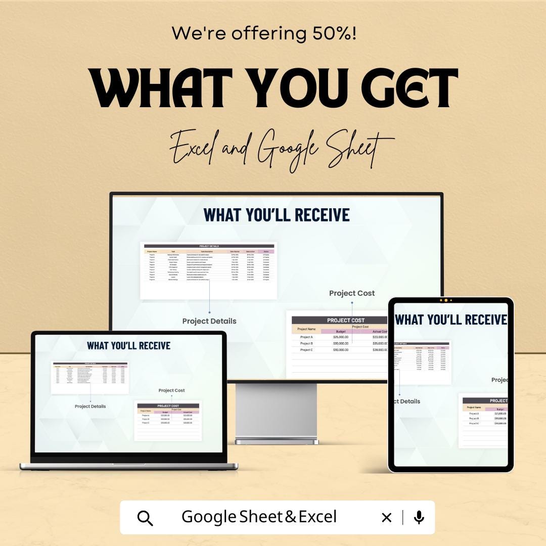 Multiple Project Task Tracker Sheet - Excel and Google Sheets Template | Manage Multiple Projects & Tasks | 2024 Project Tracker