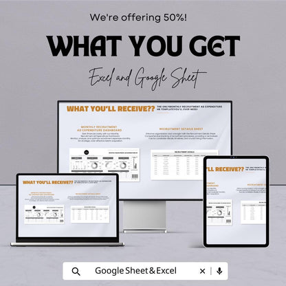 Monthly Recruitment Ad Expenditure HR Template | HR Hiring Cost Tracker | Recruitment Analytics Dashboard | HR Budget Tracker