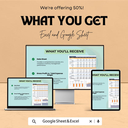 Inventory Turnover Analysis Template | Excel & Google Sheets | Inventory Management Spreadsheet | Business Finance Dashboard